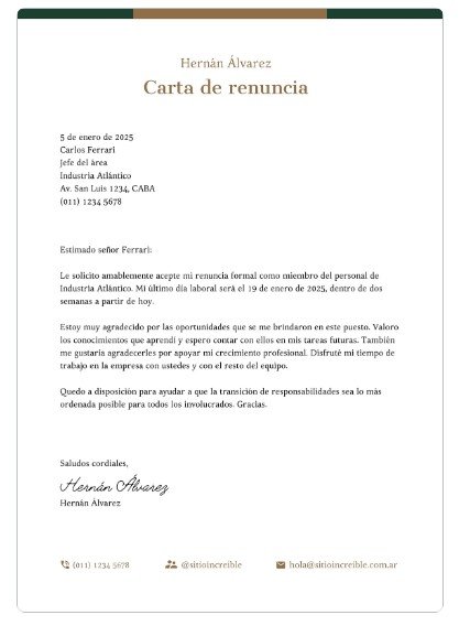 Carta de Renuncia Voluntaria Plantilla